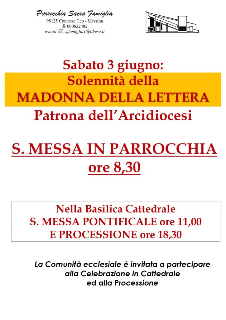 Solennità della Madonna della Lettera