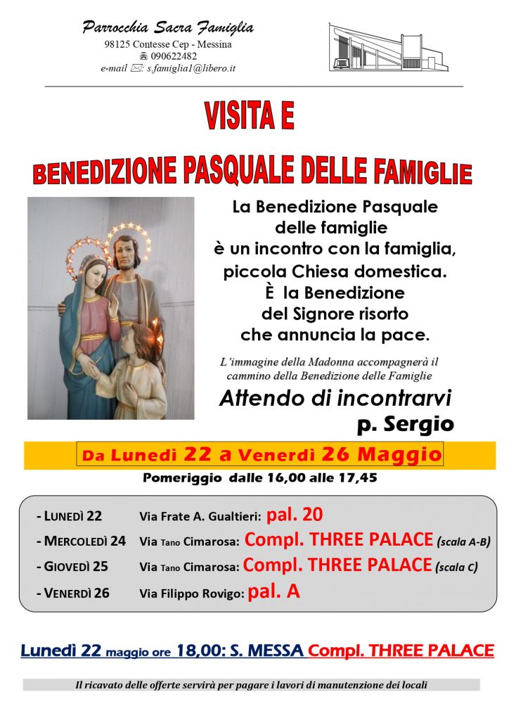 Benedizione delle Famiglie- Manifesto 22-26.5.2023 pal 20-Three Palace - pal A 
