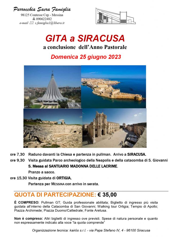 Gita a Siracusa - Domenica 25 giugno 2023