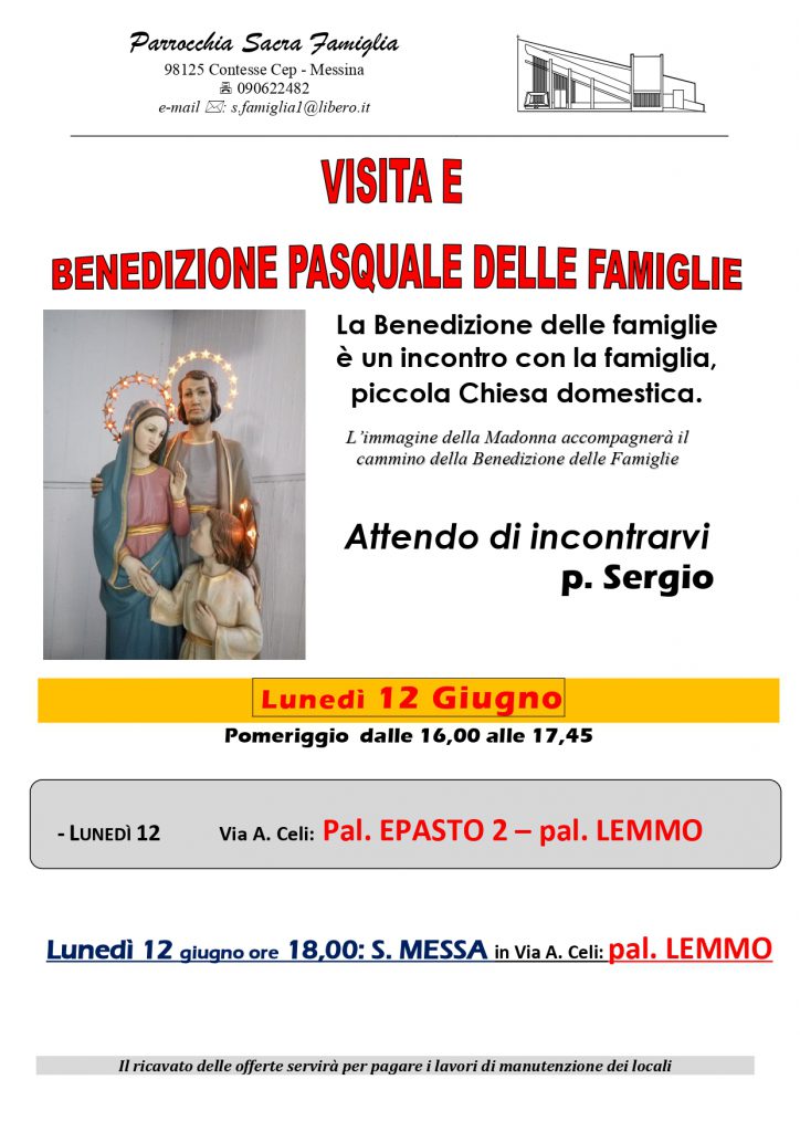 Benedizione delle Famiglie- Manifesto pal EPASTO 2 - LEMMO