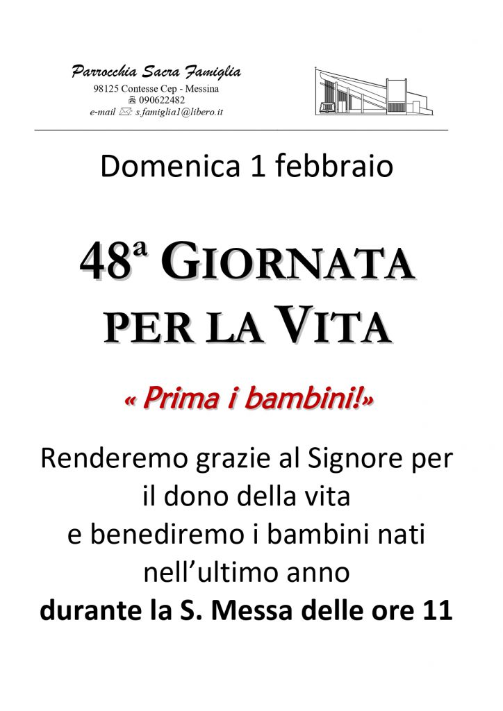 48° Giornata per la Vita 