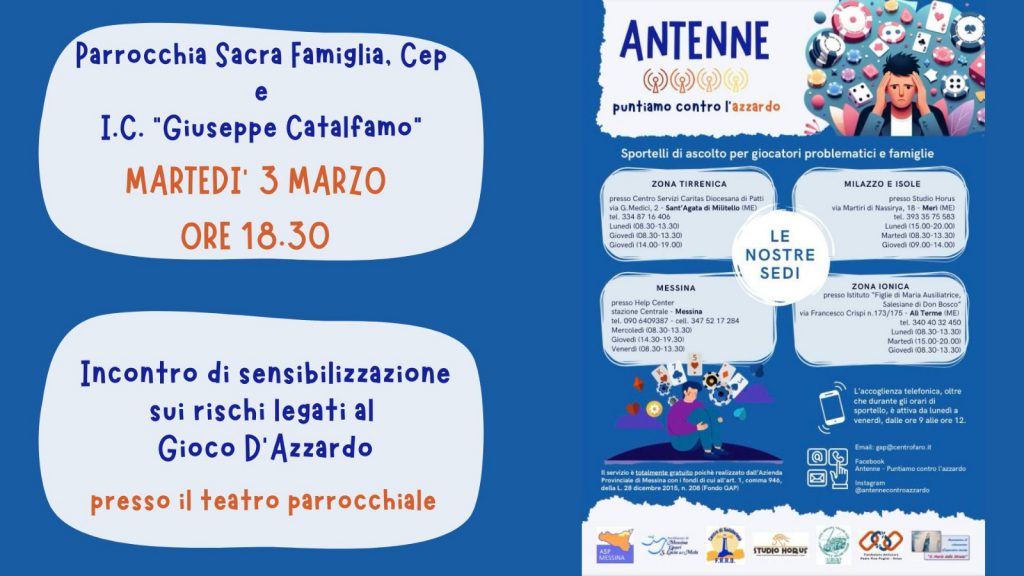 Incontro di sensibilizzazione sui rischi del gioco d'azzardo - Martedì 3 marzo