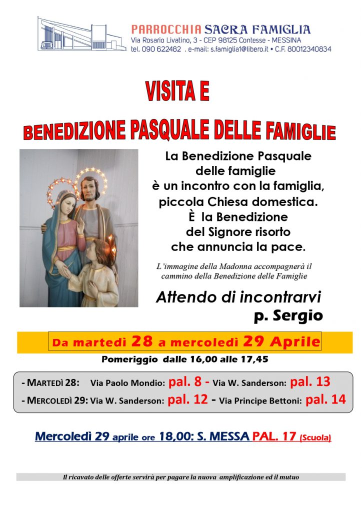 Visita e Benedizione Pasquale delle famiglie - palazzine: 8-12-13-14