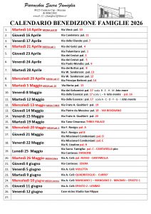 CALENDARIO BENEDIZIONE FAMIGLIE 2026 PER IL SITO