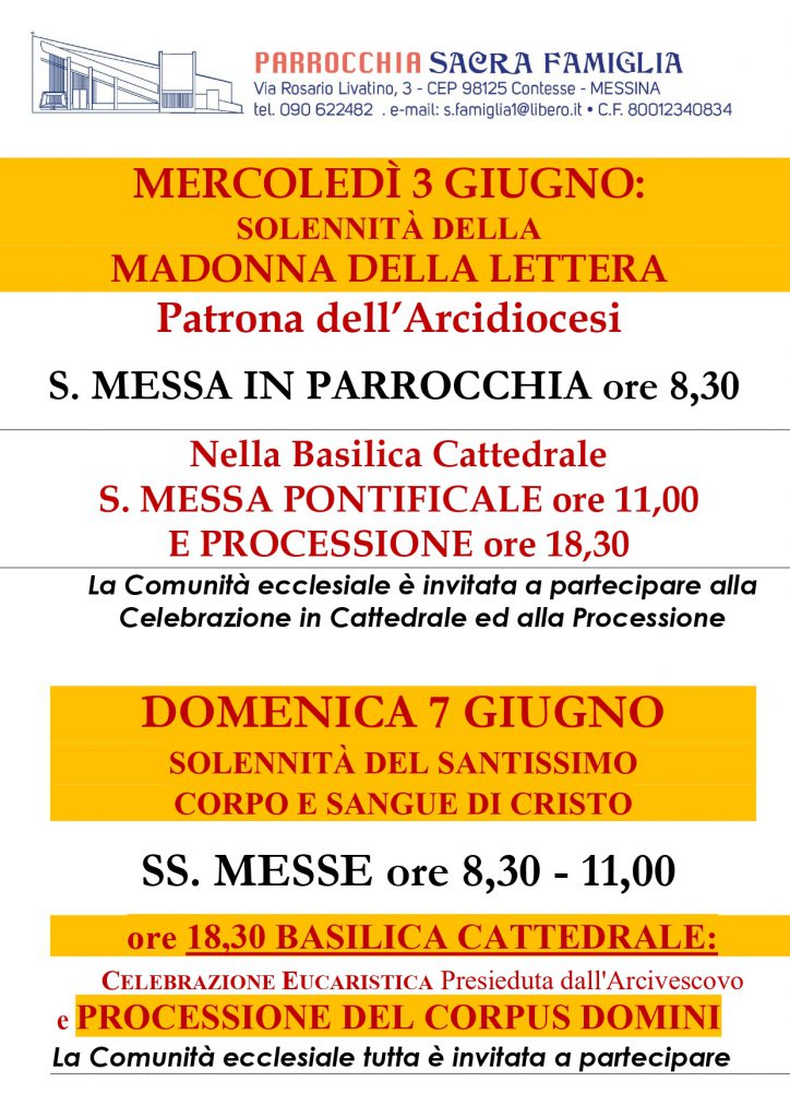 Corpus Domini e Madonna della Lettera