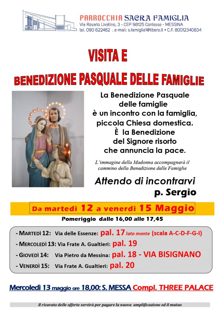 Benedizione delle Famiglie- Manifesto 12-15.5.2026 pal 17-19-18-bisignano-20